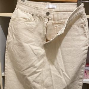 Oak & Fort cream midi denim skirt